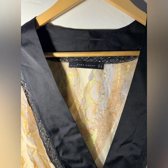 🌙Women’s Zara Sheer Silk Paisley Cover Up Dress with Tassels✨ - Picture 9 of 9